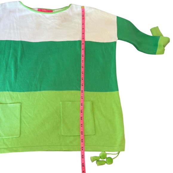 Lilly‎ Pulitzer Westwood tri color Sweater XS Myrtle Green Colorblock Tassel - Picture 6 of 9
